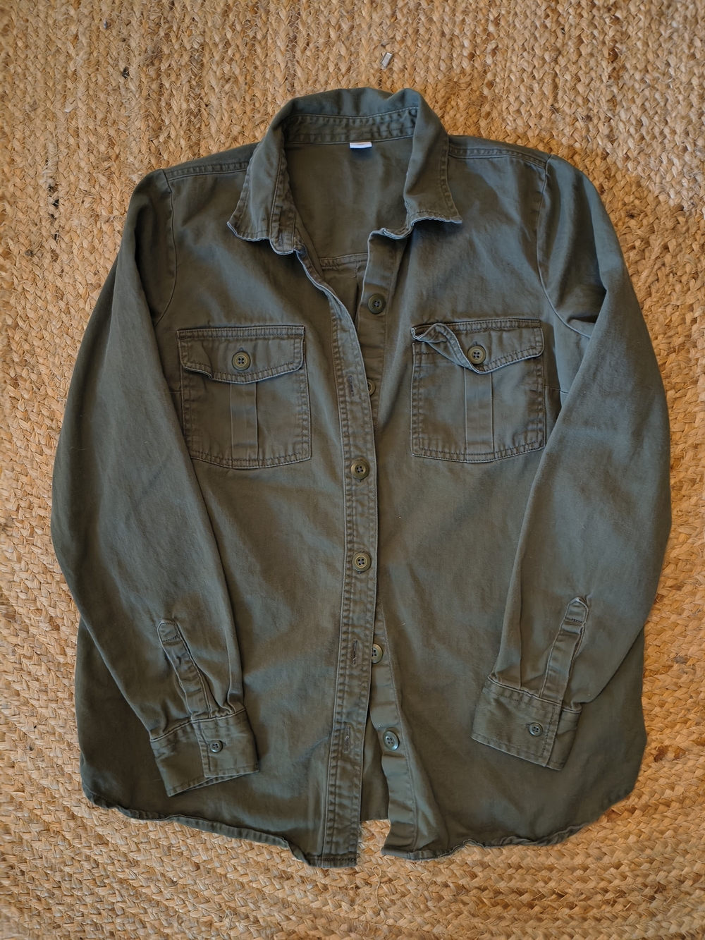 Old Navy Olive Green Casual Button-Down Utility Shirt